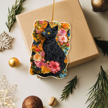 Shineful 2D Acrylic Ornament Black Cat Blooms