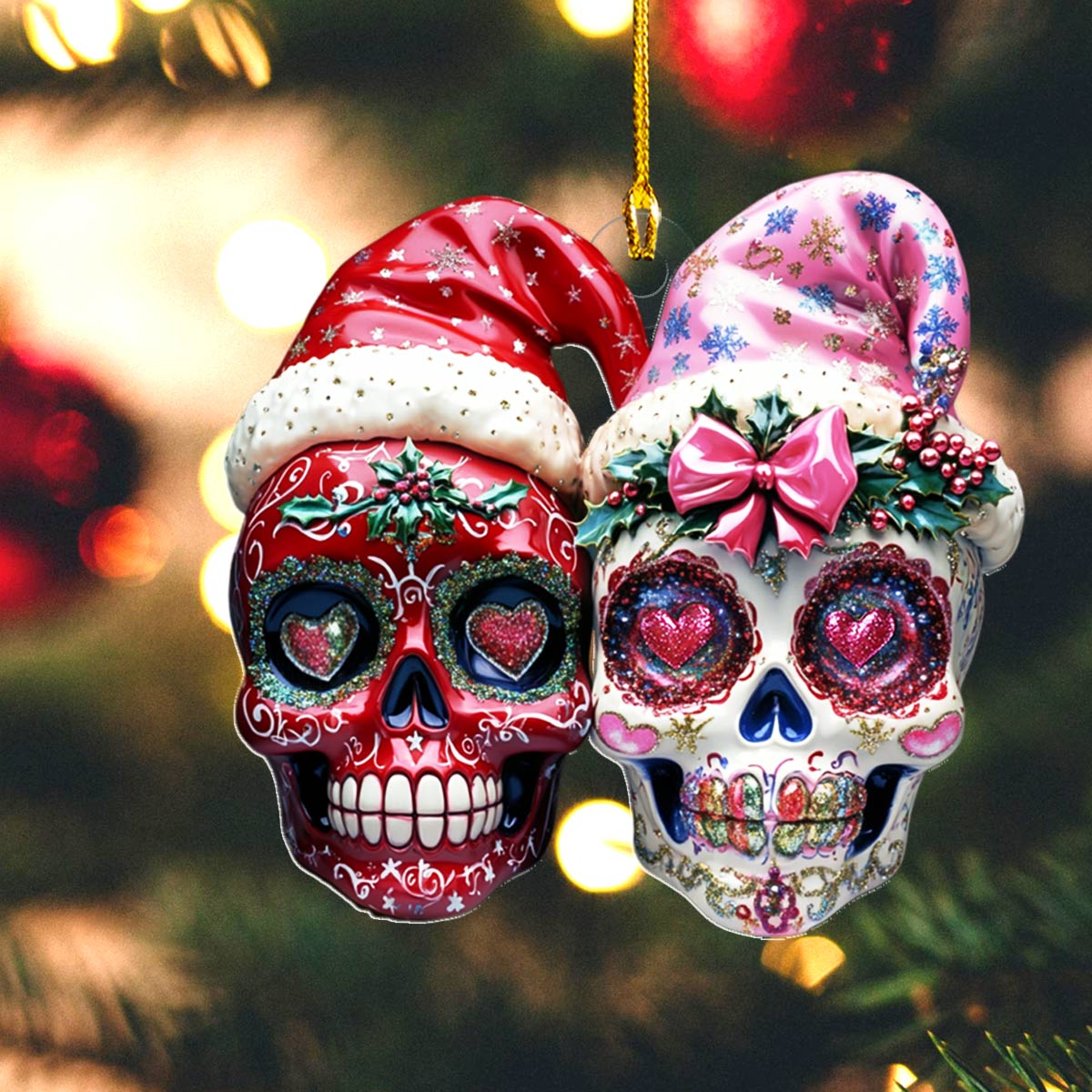 Shineful 2D Acrylic Ornament Pretty Chistmas Sugar Skulls Love