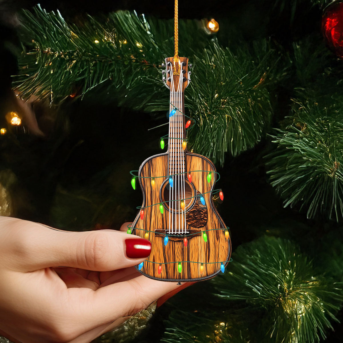 Shineful 2D Acrylic Ornament - Holiday Guitar