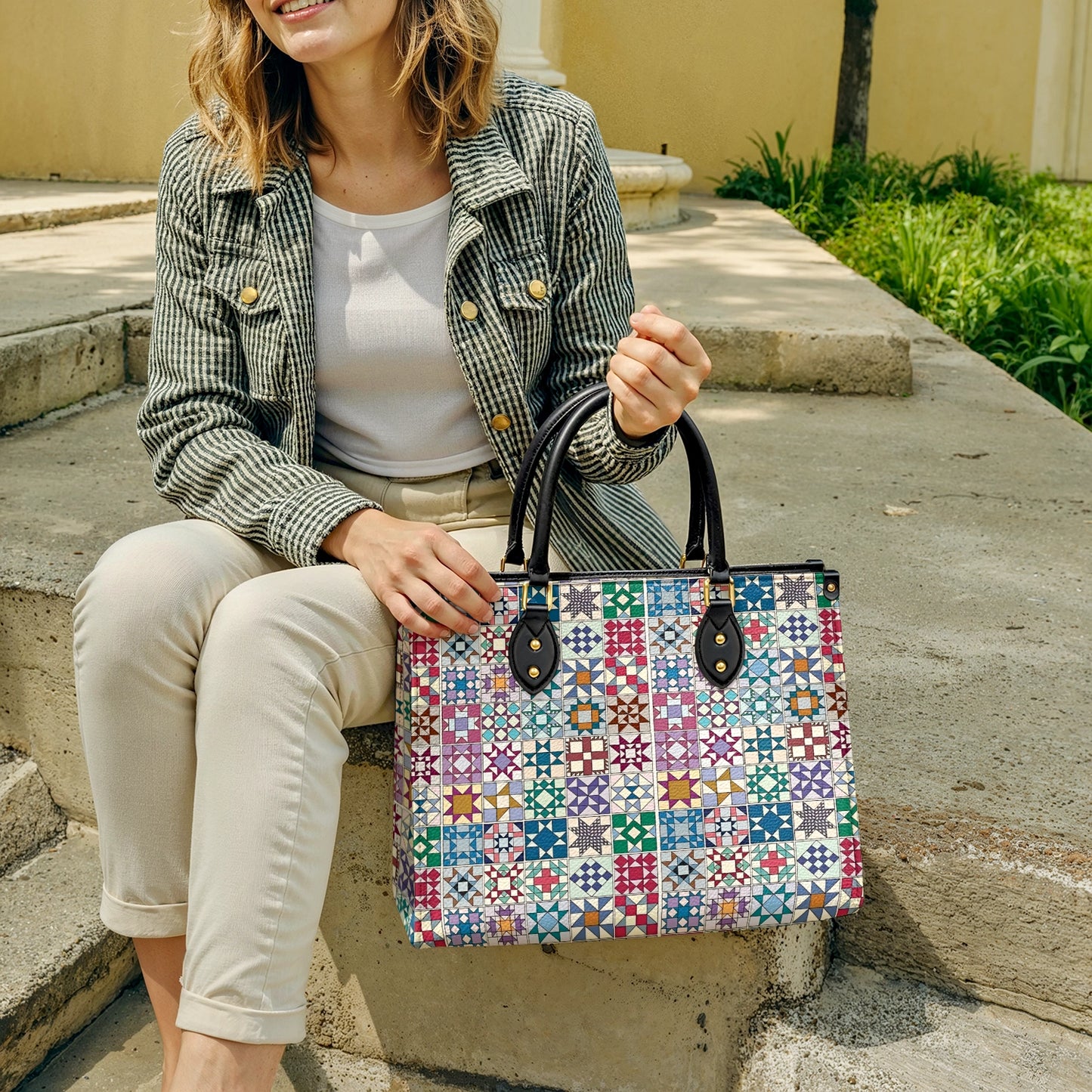 Sac en cuir brillant Blocs de quilting traditionnels