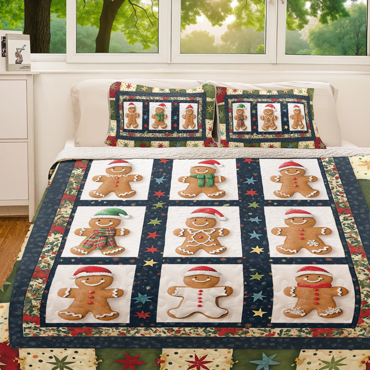 Shineful All Season Quilt 3-Piece Set Gingerbread Frost