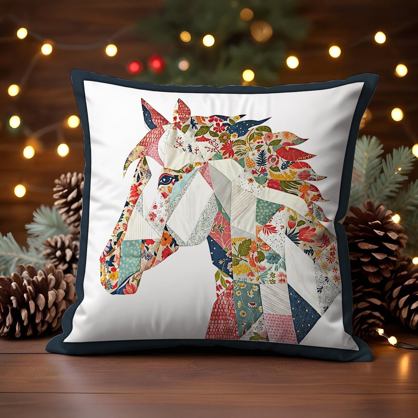 Shineful 2D Print Cushion Cover, Pillowcase, Pillows Covers - Charming Floral Horse