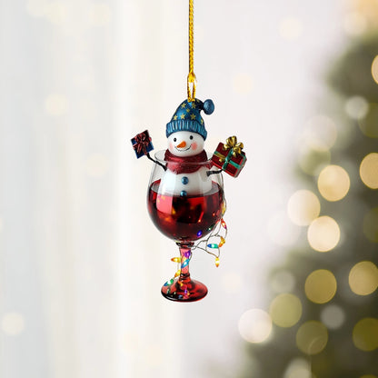 Shineful Acrylic Ornament Festive Cheers Snowman Wine Glass