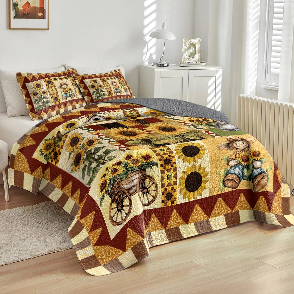 Shineful All Season Quilt 3-Piece Set Sunlit Farm Patchwork