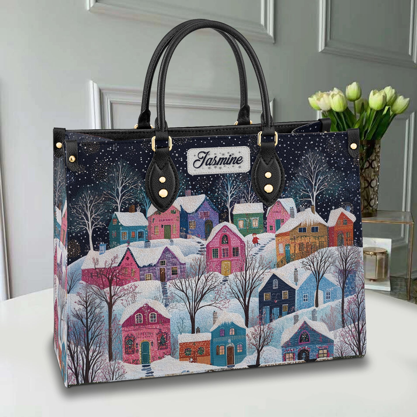 Shineful Leather Bag Personalized Christmas Wonderland