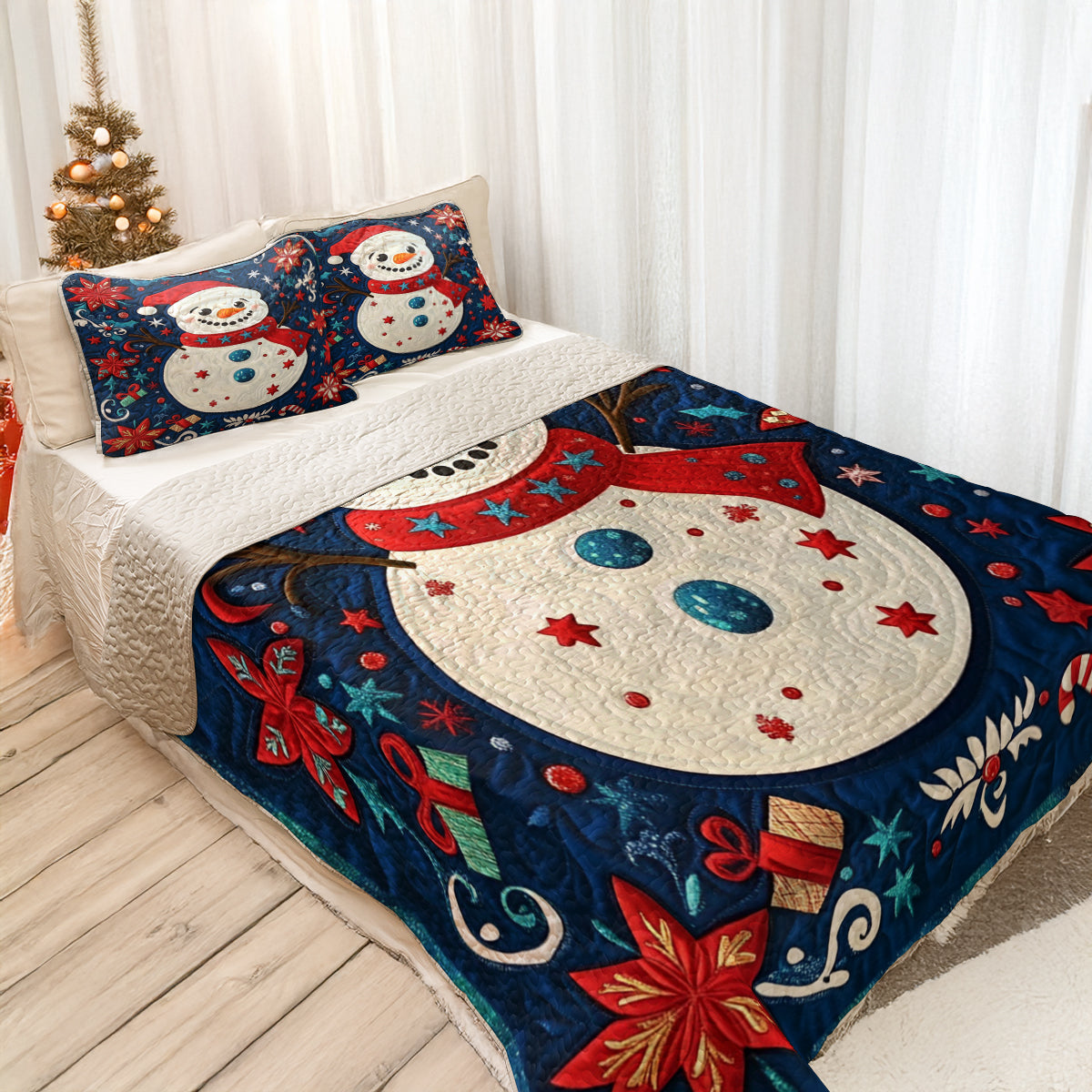 Shineful Flat Print All Season Quilt 3-Piece Set Jolly Snowman