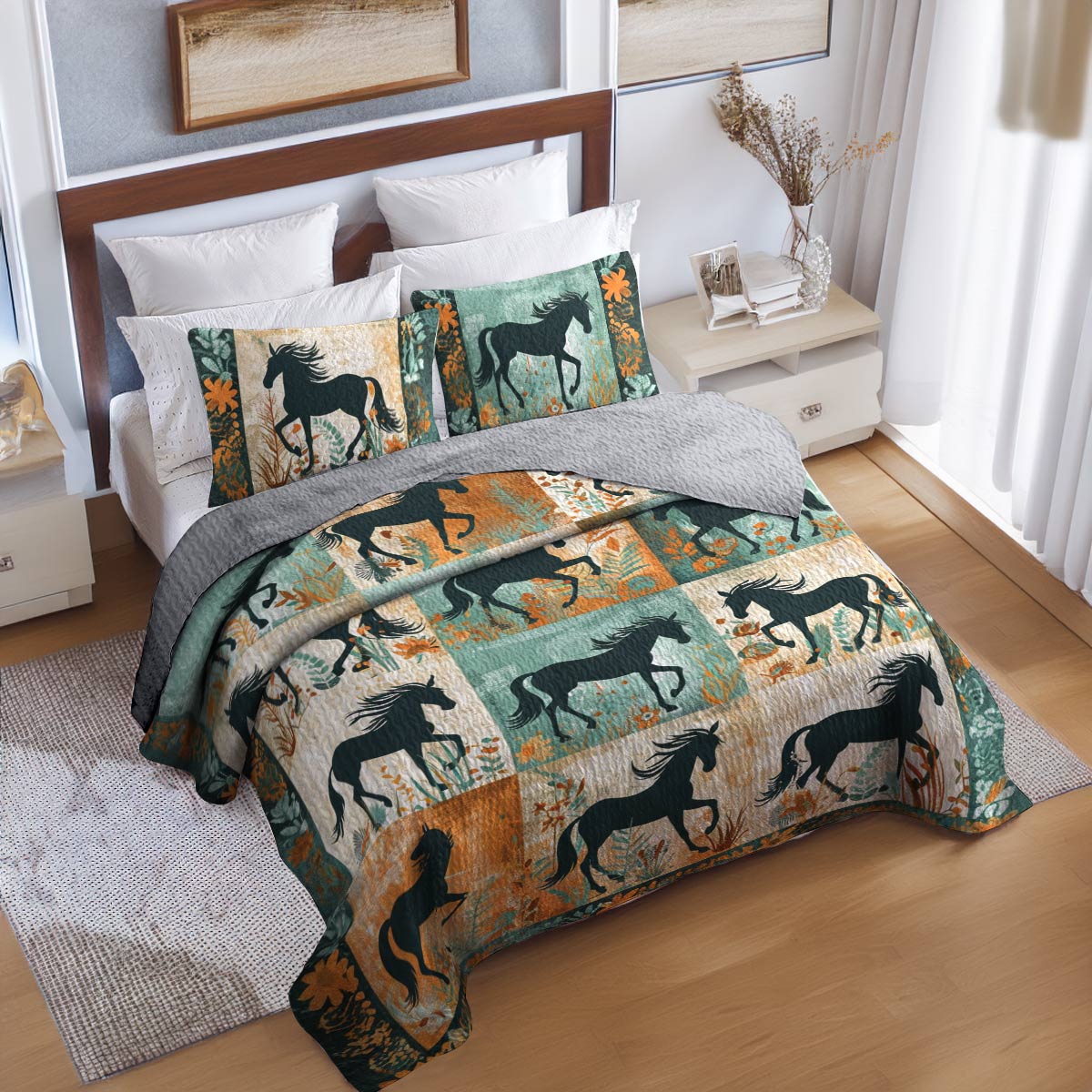 Shineful All Season Quilt 3-Piece Set Wild Stallion