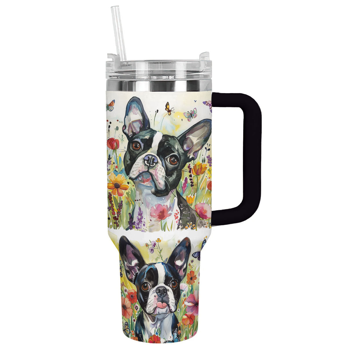 Shineful Tumbler Floral Boston Terrier