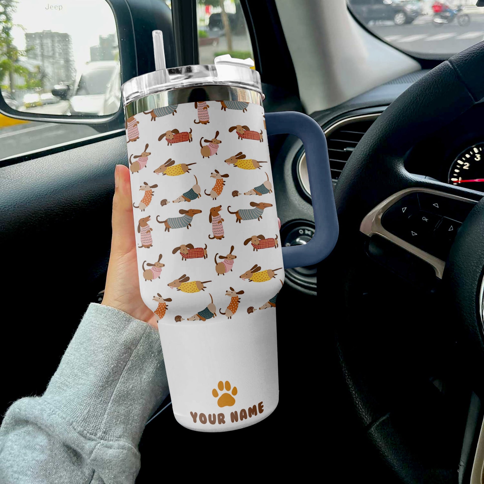 Dachshund 40 Oz Shineful™ Tumbler Sprightly Nl09 Navy 40Oz