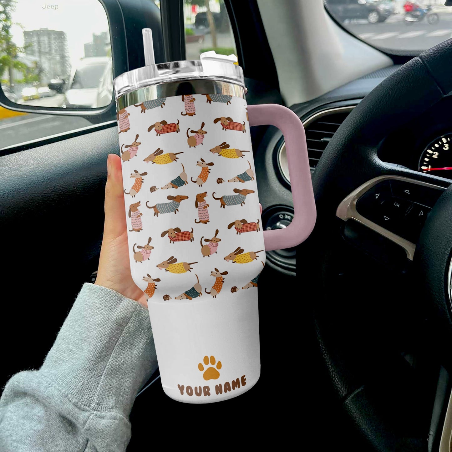 Dachshund 40 Oz Shineful™ Tumbler Sprightly Nl09 Pink 40Oz