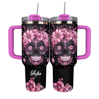 Shineful Tumbler Rhinestone Rose Sugar Skull