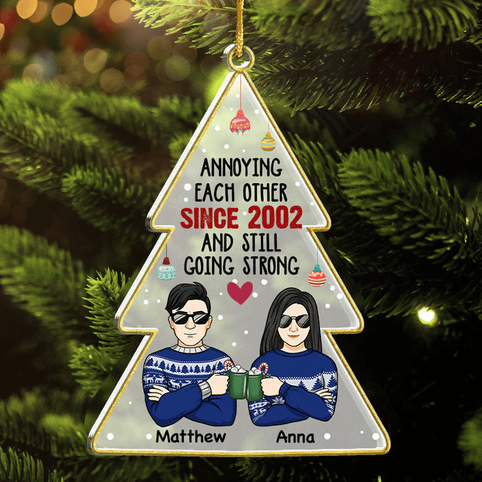 Shinefulgift® Annoying Each Other & Still Going Strong - Personalized Custom Christmas Tree Shaped