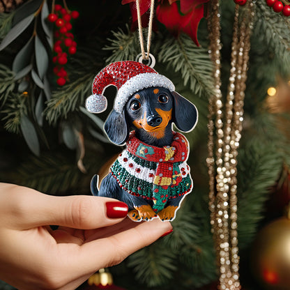 Shineful 2D Acrylic Ornament Christmas Dachshund Collection