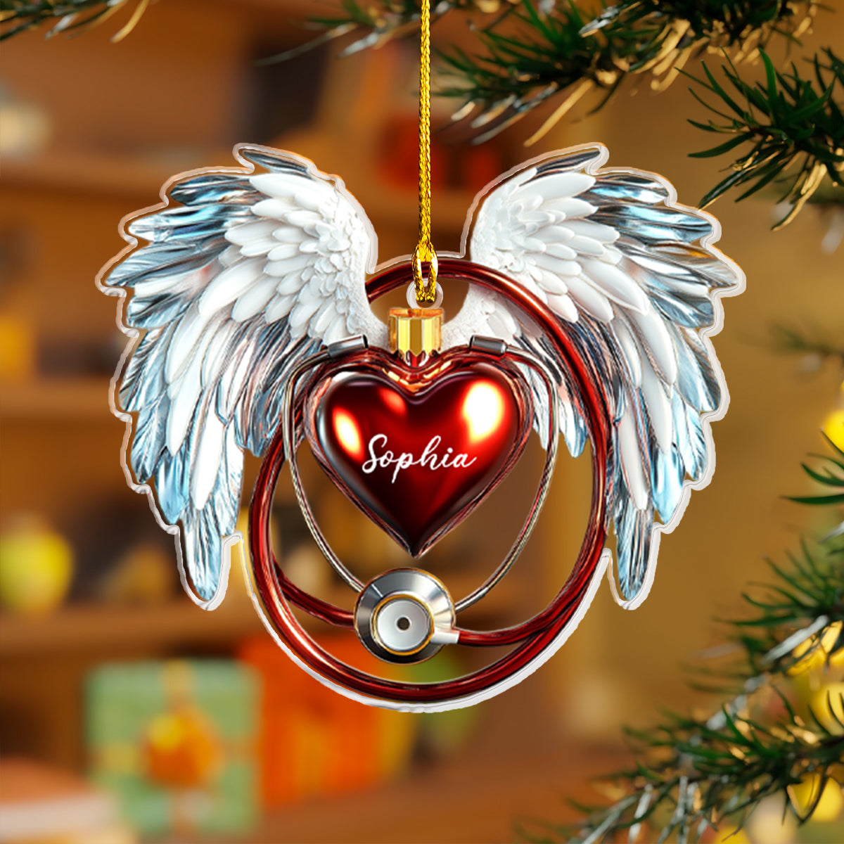 Shineful Personalized 2D Acrylic Ornament - Angel Heart Nurse