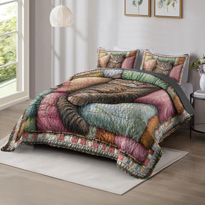 Shineful All Season Quilt 3-Piece Set Cozy Cat Dreams