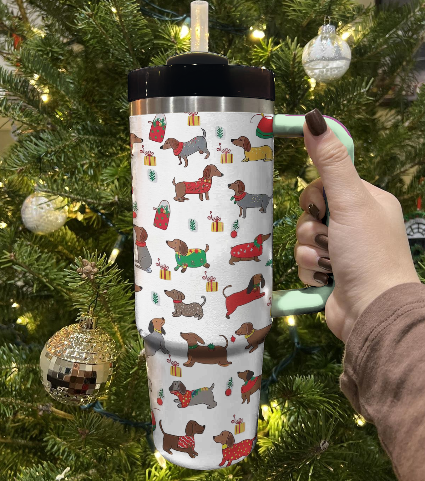 Shineful Tumbler Christmas Dachshund Cheer