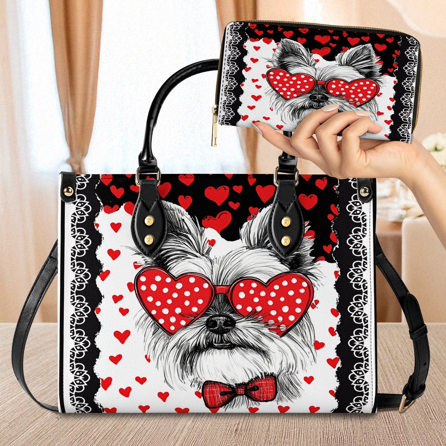 Sac en cuir brillant Yorkshire Love Paws