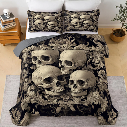 Shineful All Season Quilt 3-Piece Set - Mystic Skull Baroque