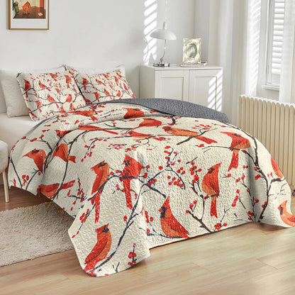 Shineful All Season Quilt 3-Piece Set - Cozy Cardinal Dreams