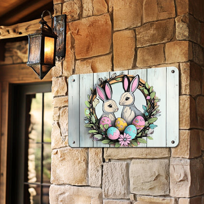 Shineful 2D Metal Sign Springtime Easter Bunnies