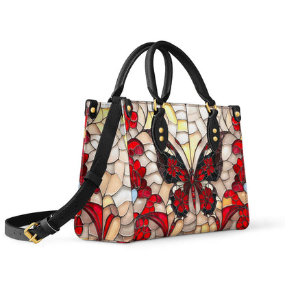 Sac en cuir brillant motif papillon mosaïque