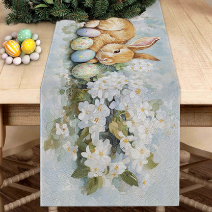 Shineful 2D Flat Print Quilted Table Runner Easter Blossoms Glory