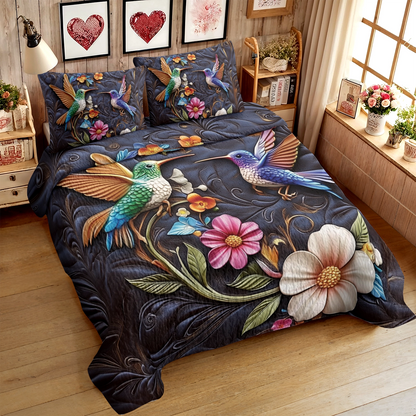 Shineful All Season Quilt 3-Piece Set Hummingbird Dream