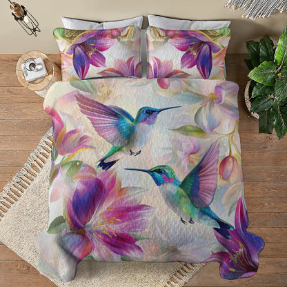 Shineful All Season Quilt 3-Piece Set Hummingbird Blossom