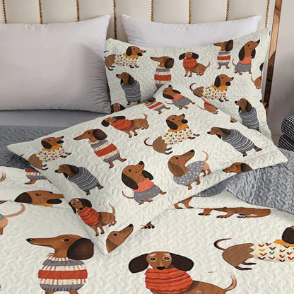 Shineful All Season Quilt 3-Piece Set - Dachshund Cute