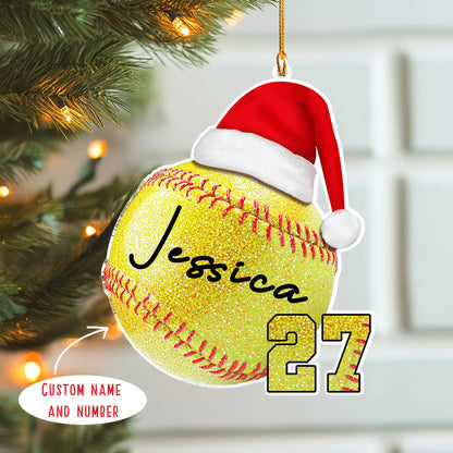 Shineful Personalized 2D Acrylic Ornament Glittering Softball