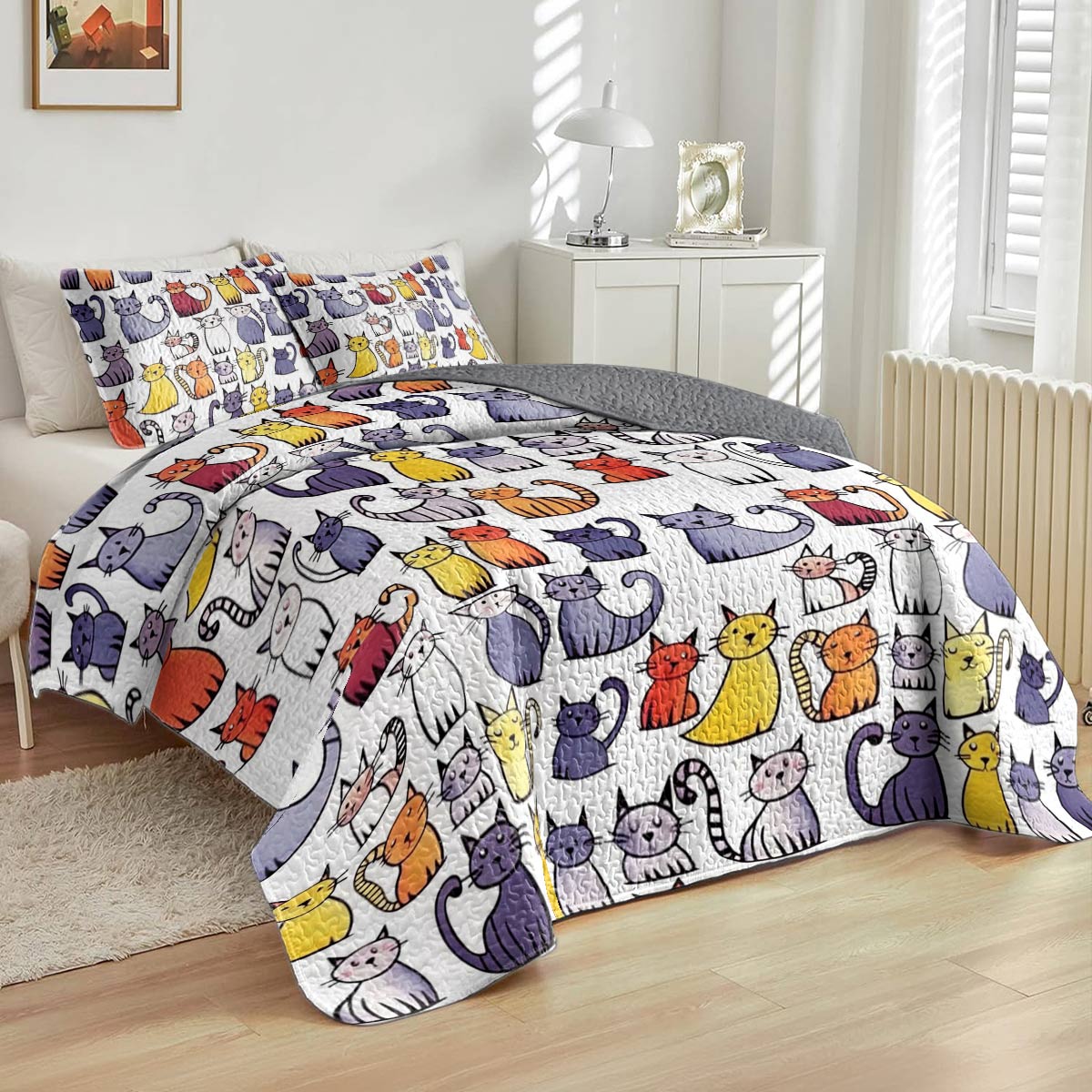 Shineful All Season Quilt 3-Piece Set Naughty Cats