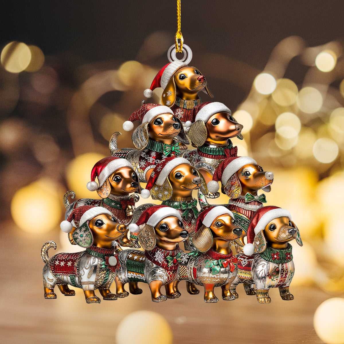 Shineful 2D Acrylic Ornament - Dachshund Delight Holiday