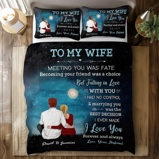 Shineful All Season Quilt 3-Piece Set Personalized Night Sky Dear My Wife Valentine Couple