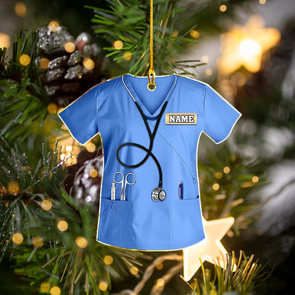 Glänzendes 2D Acryl Ornament Personalisierte Krankenschwester Scrub 