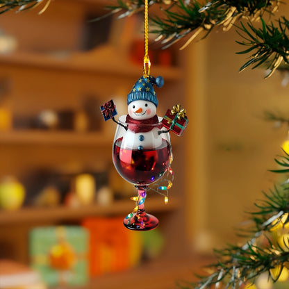 Shineful Acrylic Ornament Festive Cheers Snowman Wine Glass