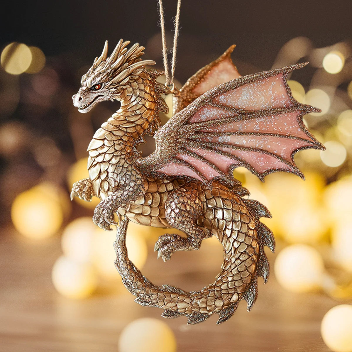 Shineful 2D Acrylic Ornament Golden Ember Dragon