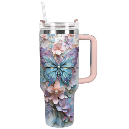 Shineful Tumbler Butterfly Floral Insulated