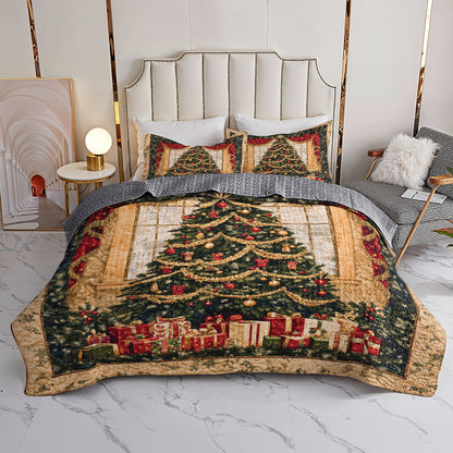 Shineful All Season Quilt 3-Piece Set Christmas Tree Holiday