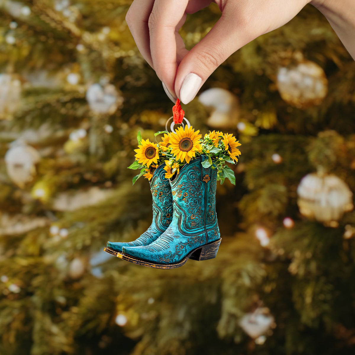 Shineful 2D Acrylic Ornament Flower Cowgirl Boots