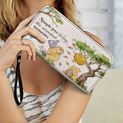 Shineful Leather Clutch Purse With Wristlet Strap Handle Sweet Moments