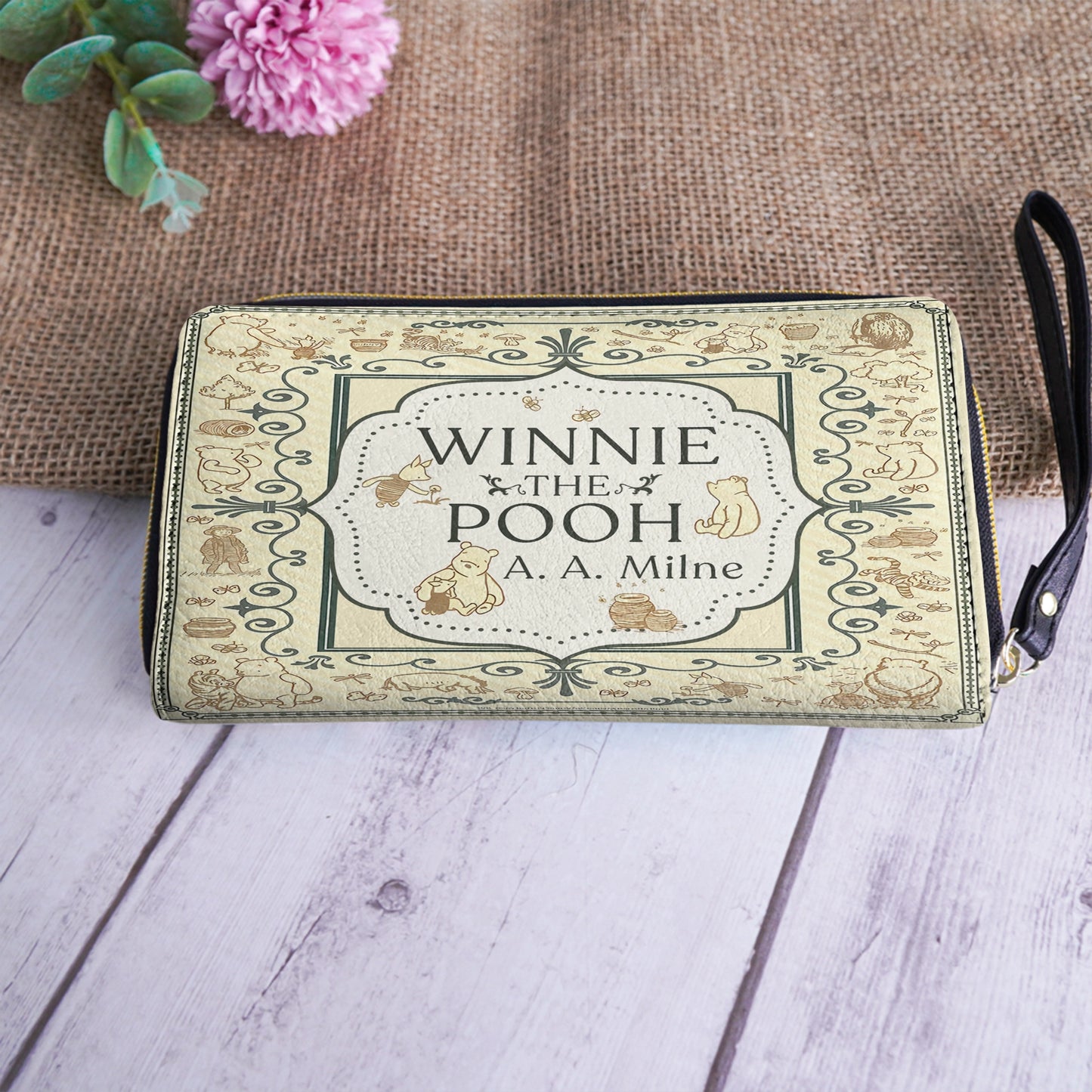 Shineful Leather Clutch Purse With Wristlet Strap Handle Pooh’s Timeless