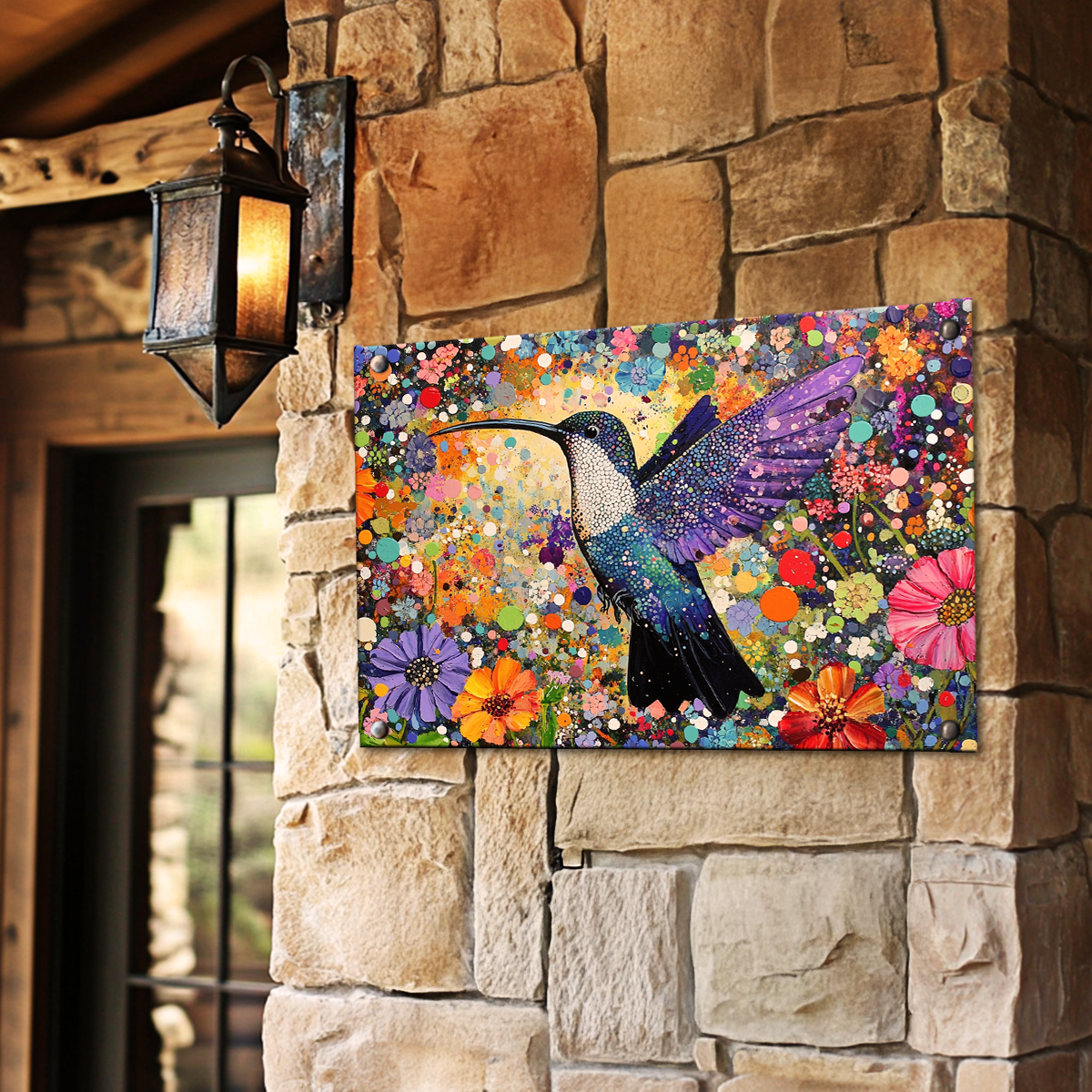 Shineful 2D Metal Sign Sample Vibrant Hummingbird