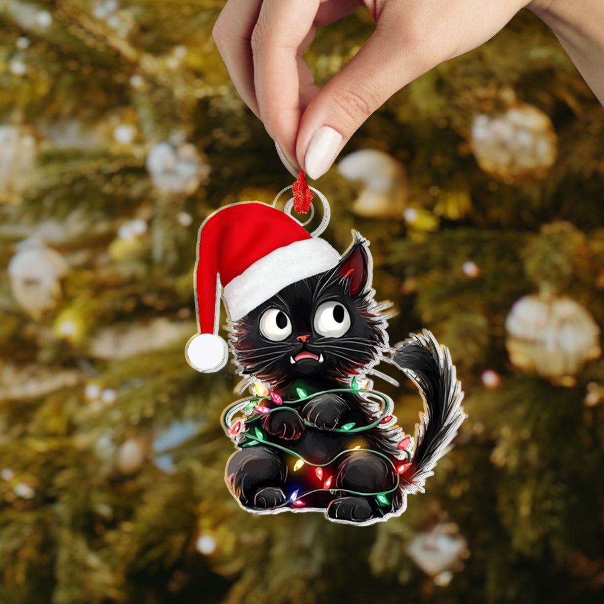 Shineful 2D Acrylic Ornament - Christmas Mischief Cat