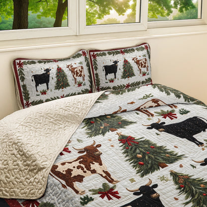 Shineful All Season Quilt 3-Piece Set Country Christmas Cattle