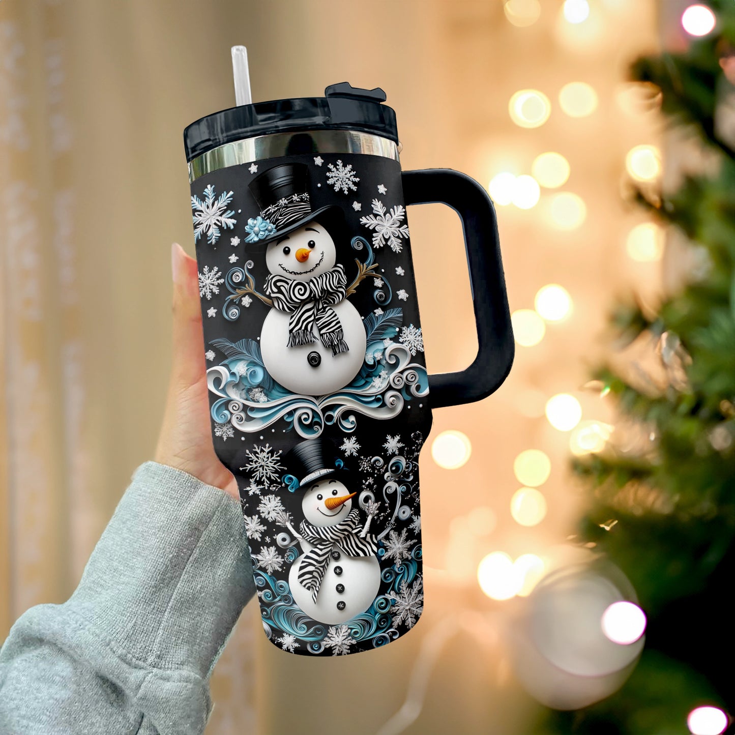 Shineful Glossy Tumbler Snowflake Charm Snowman