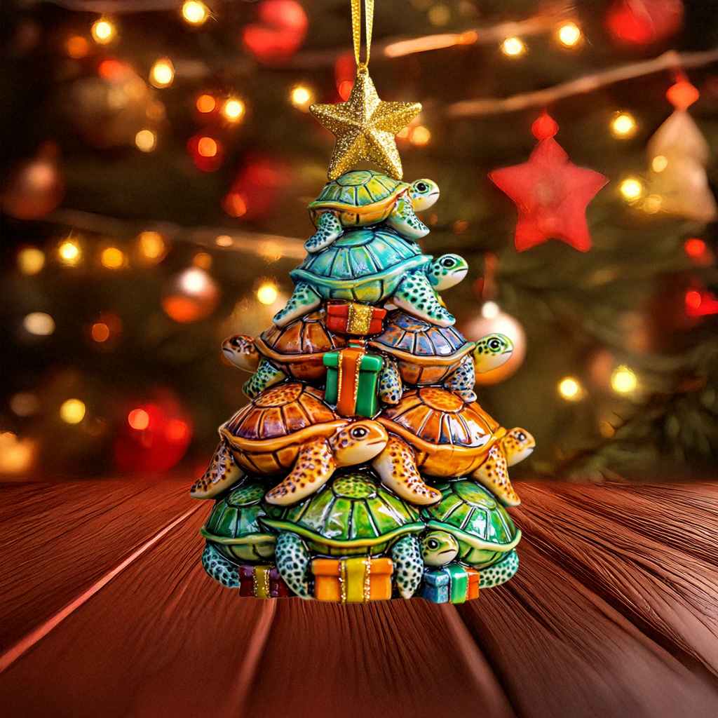 Shineful 2D Acrylic Ornament Sea Turtle Christmas Tree