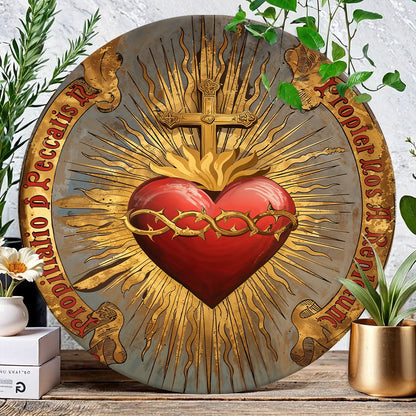 Shineful 2D Wooden Plaque, Hanging Decor, Door Sign - Sacred Heart