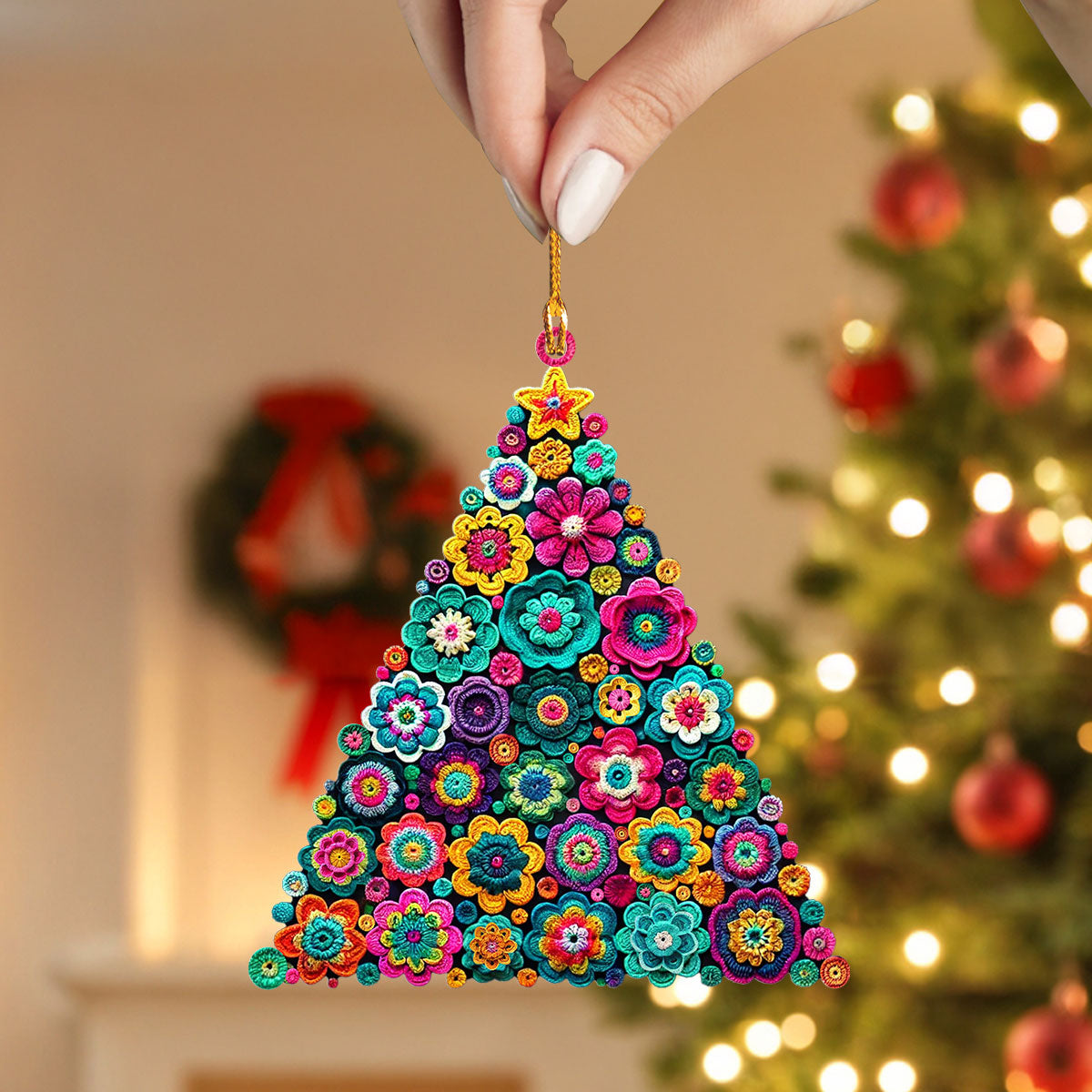 Shineful 2D Acrylic Ornament Crochet Christmas Tree