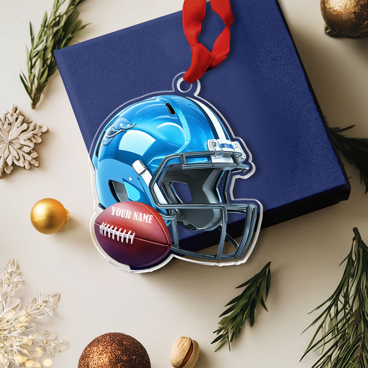 Shiny 2D Acryl Ornament personalisierte American Football Helm und Ball