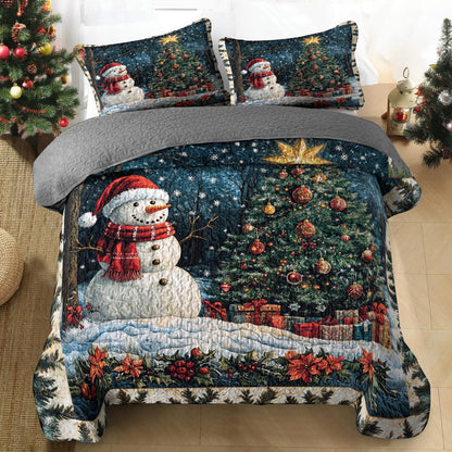 Shineful All Season Quilt 3-Piece Set - Merry & Bright Snowman